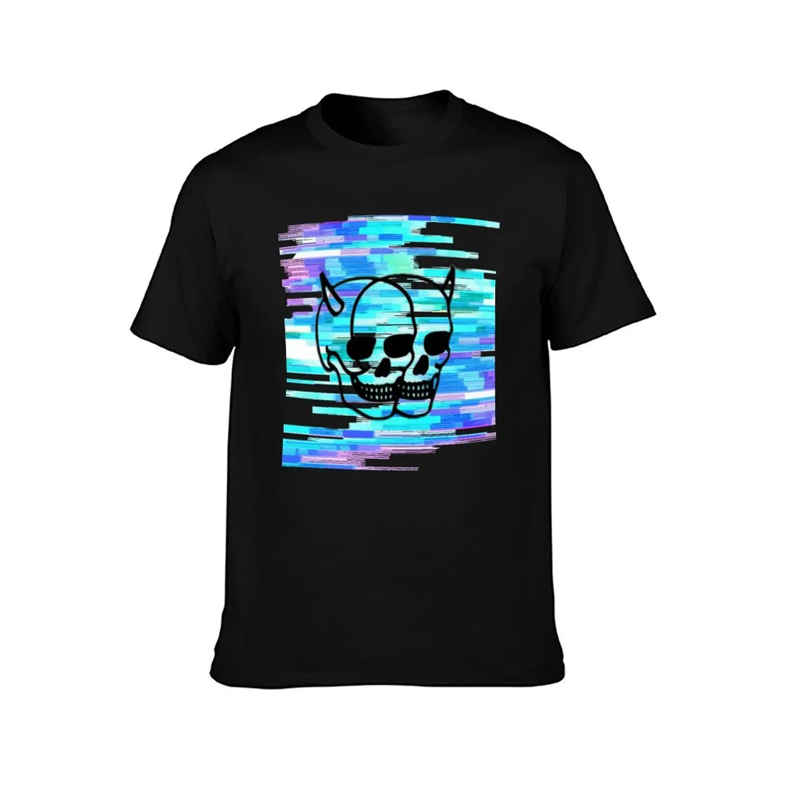 SKULL GLITCH DARK T-Shirt Comfort Stretch Tee Shirt