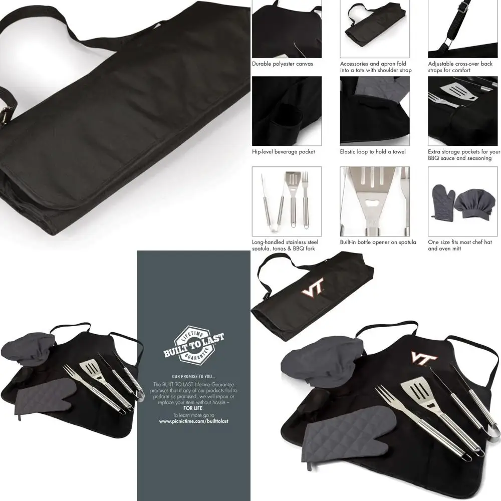 

NCAA Picnic BBQ Apron Tote Professional Grilling Set
