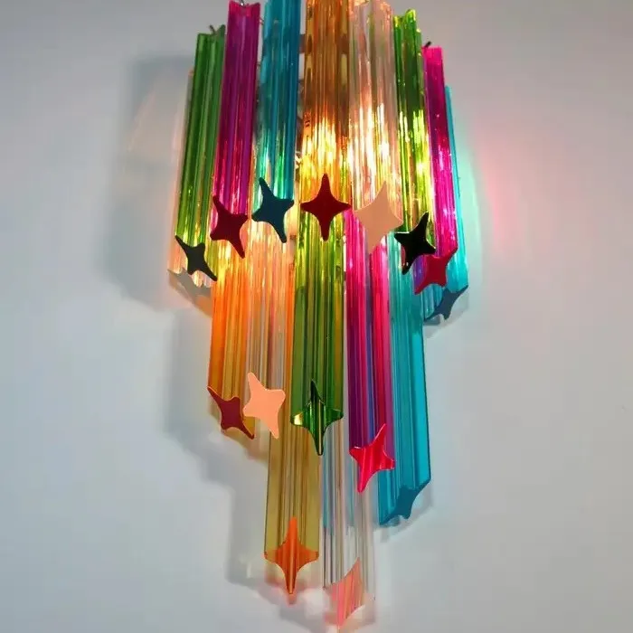 Lampu dinding kaca Murano abad pertengahan Prancis, kepribadian kamar tidur, warna dinding latar belakang ruang tamu