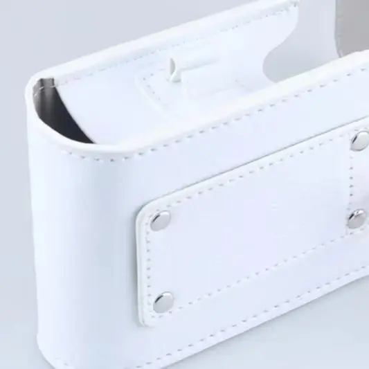 White PU Leather Golf Rangefinder Storage Bag With Double Buckle Carabiner For Outdoor Sport Protective Case