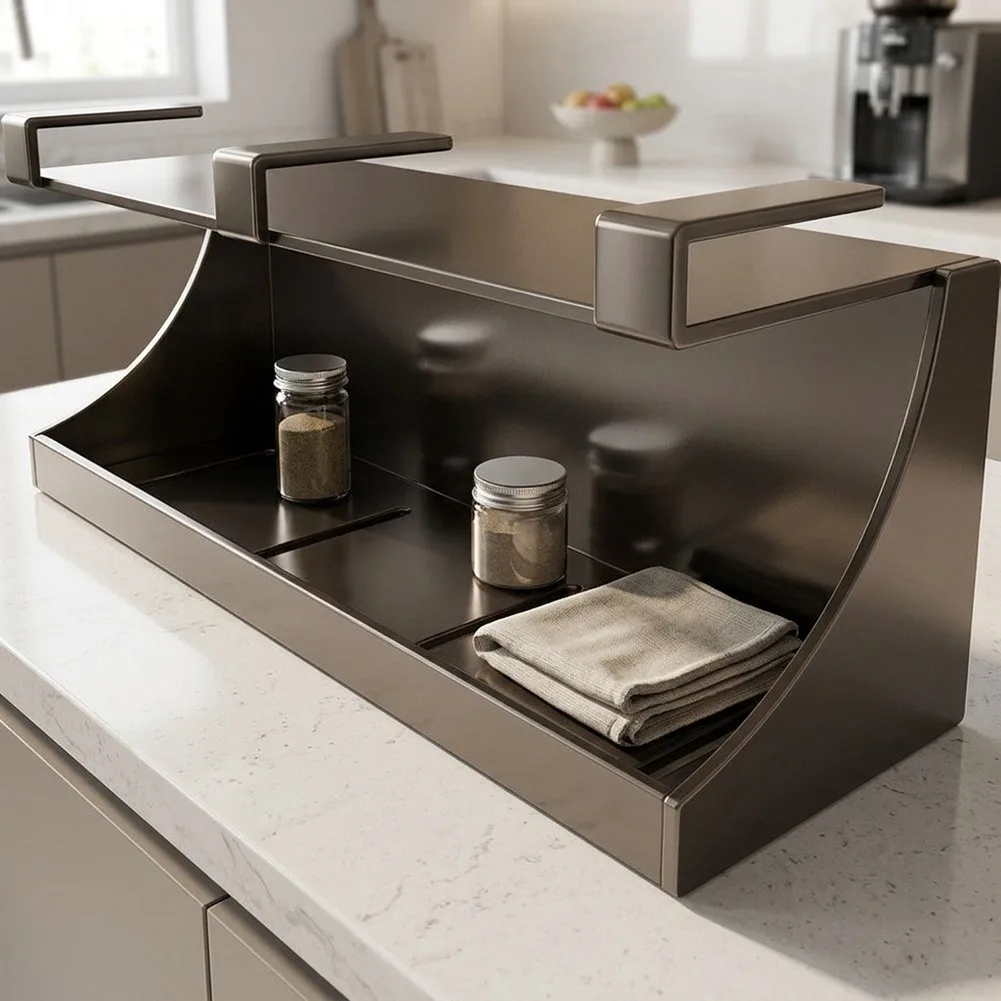 Attachable Gray Carbon Steel Shelf for Mirror Cabinet For Cosmetics Storage 30 10 11cm Bathroom Organization Solution