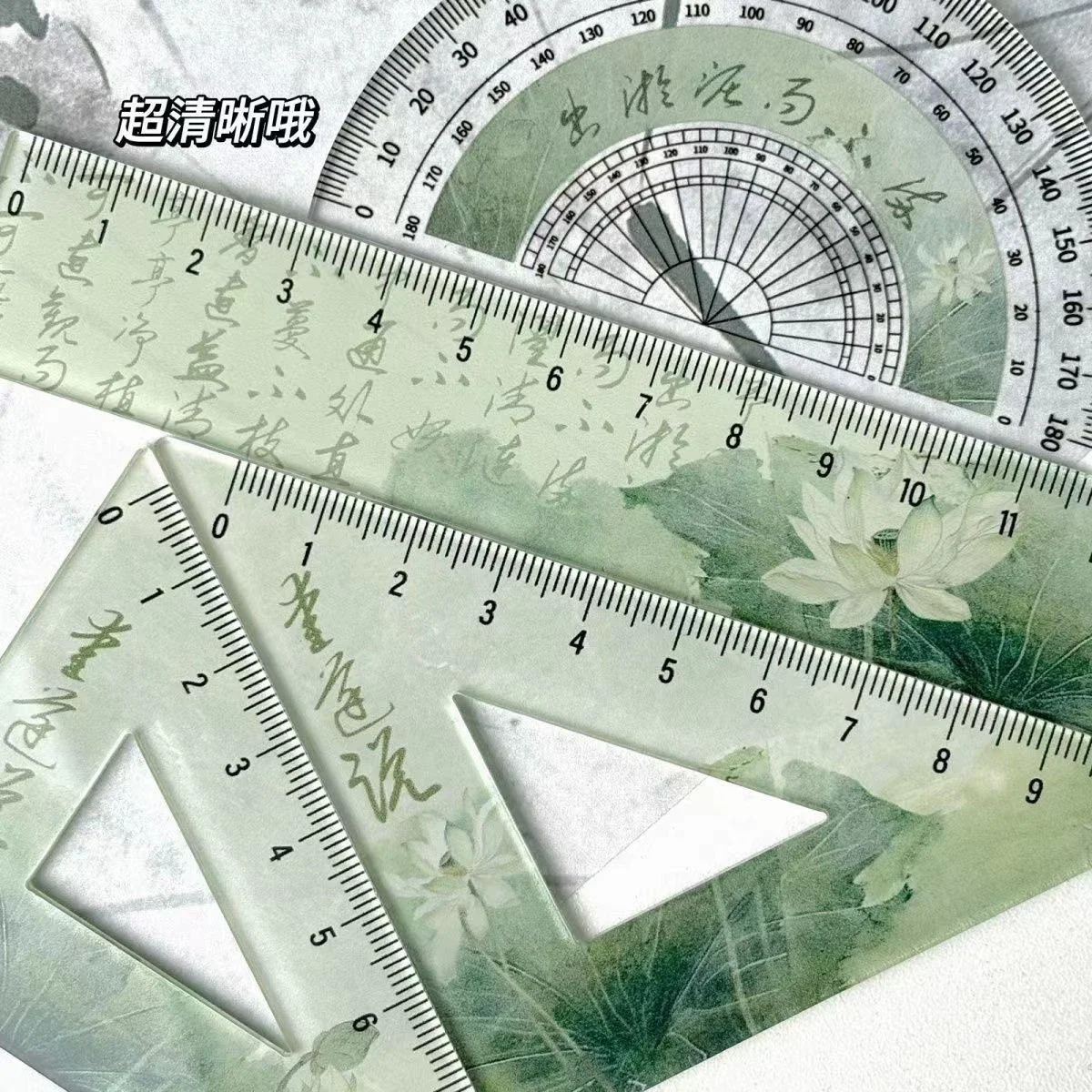 4PCS Ruler Set Drawing Ruler Measurement Geometry Triangle Ruler Straightedge Protractor School&Office Stationery