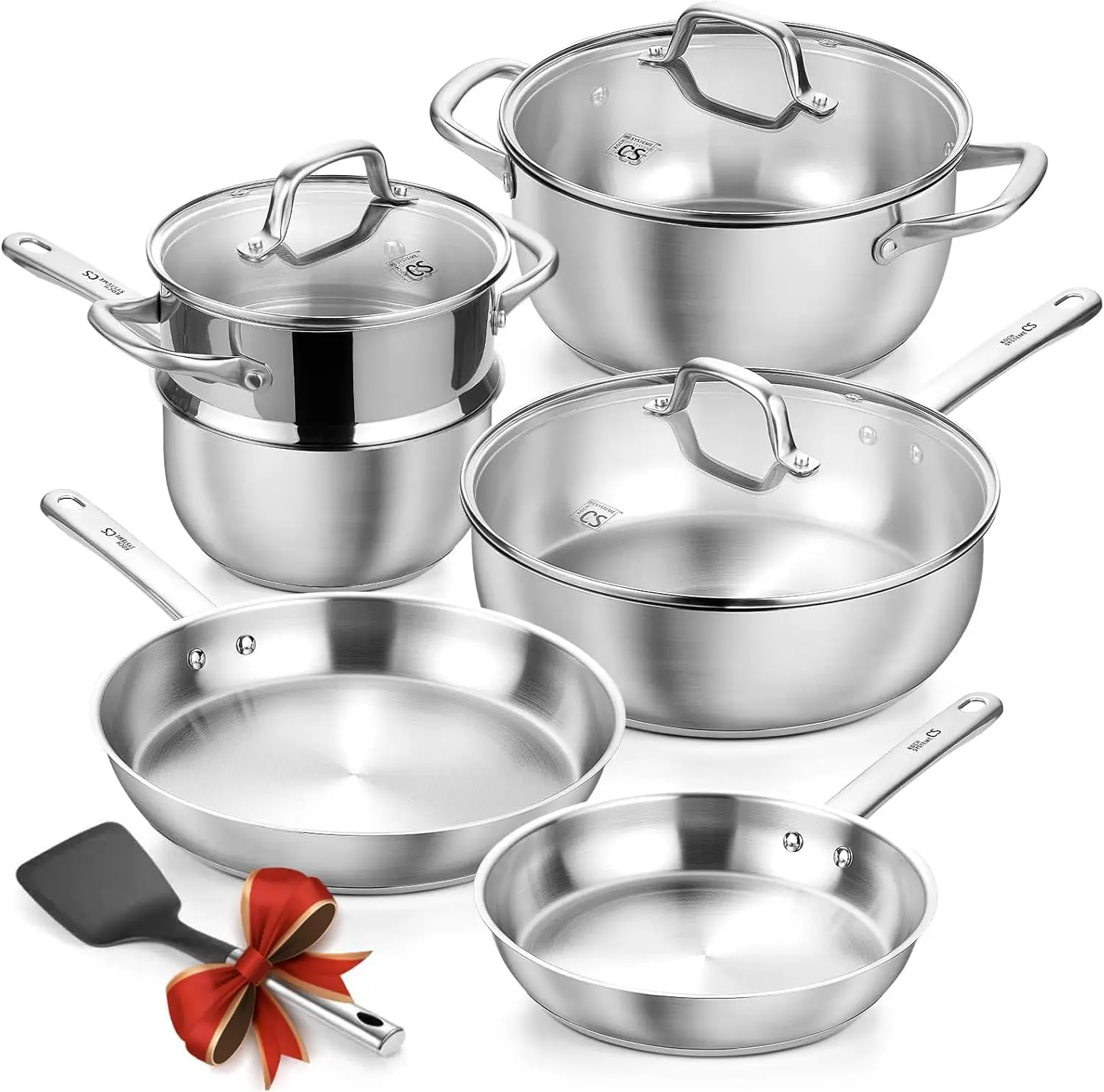

Stainless Steel Cookware Set 10 Piece, 18/10 Stainless Steel Pots and Pans Set for Professional Cooking, Kitchen Cookware Sets,
