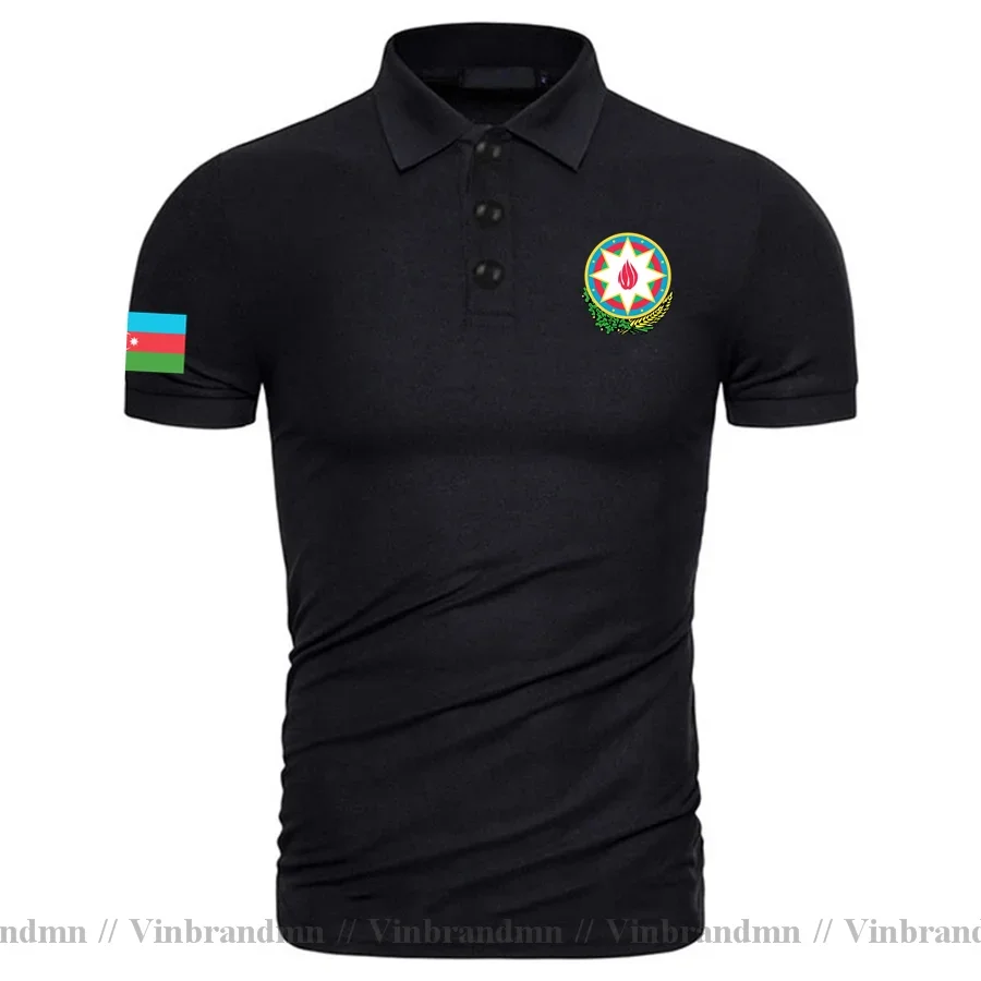 Republic of Azerbaijan AZE Polo shirts Men Short Sleeve Black Navy Brand Print Country 2023 Nation Emblem New Fashion Polo Shirt