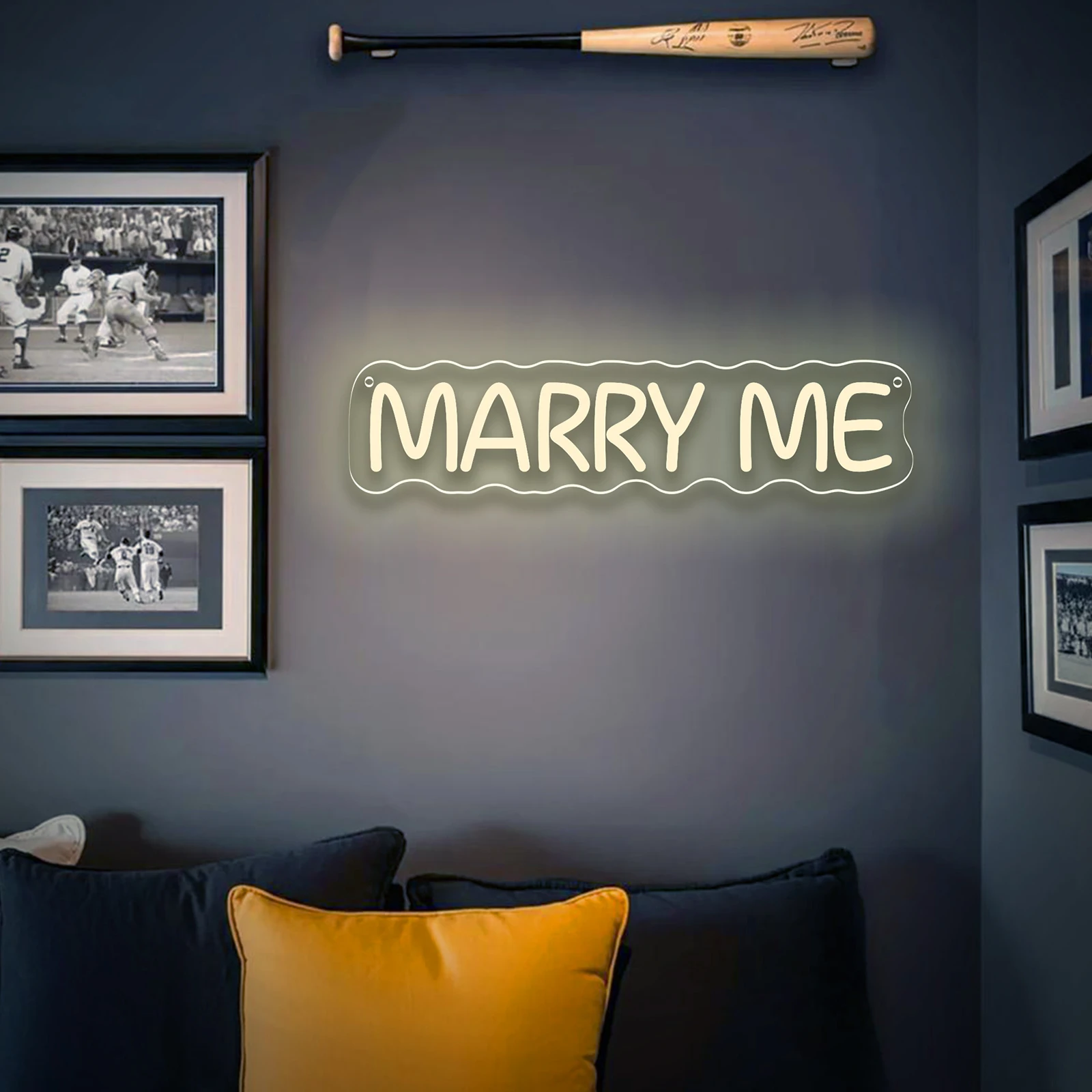 MARRY ME Neon Sign USB Adjustable Brightness LED Neon Light for Wedding Engagement Proposal Bedroom Wall Decor Gift for Couples​