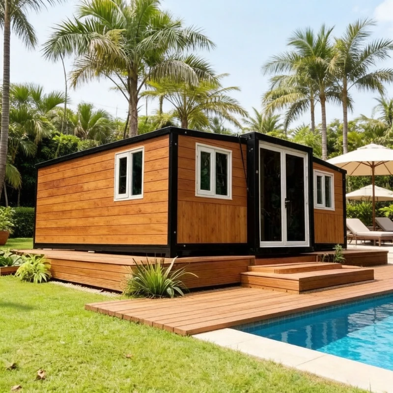 

Prefab Tiny Home 20Ft 40Ft Expandable Container House Prefabricated Mobile House 3 4 5 Bedroom Forest Cabin Folding Room Sunroom