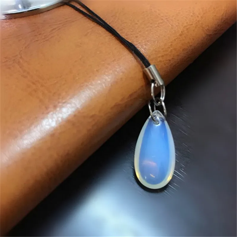 Mobile Phone Straps Keychain Hang Rope Oval Shape Sun Stone Crystal Discolor Pendant Lariat Lanyard For Smart Phone