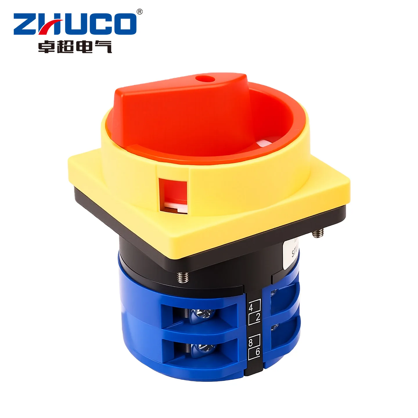 Zhuco 2-Position Selector Switch 32A 690V, 8-Terminal Universal Rotary Cam Selector with Locking Switch, Suitable for Distribution Cabinets, Machine Tools, Industrial Panels (Szw26-32/2Gs, on Off, Off on)