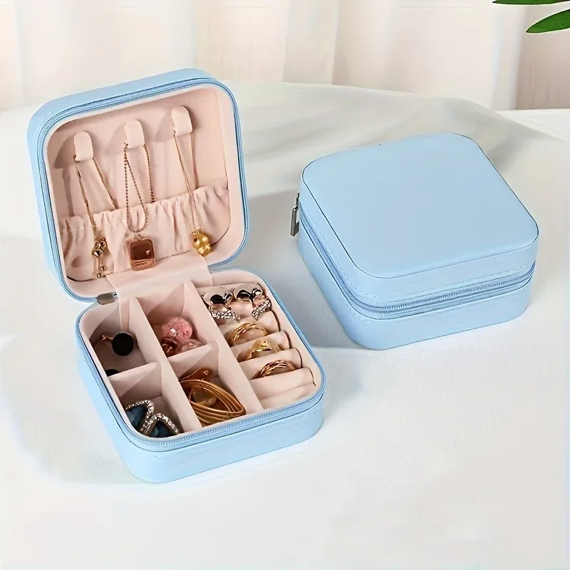 

Convenient to carry, low-key and connotative square jewelry box made of pu material
