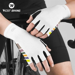 WEST BIKING Bicycle Half-finger Glove Breathable Non-slip Nylon Fingerless Sport Gloves Bike Road Racing Glove Cycling Equipment