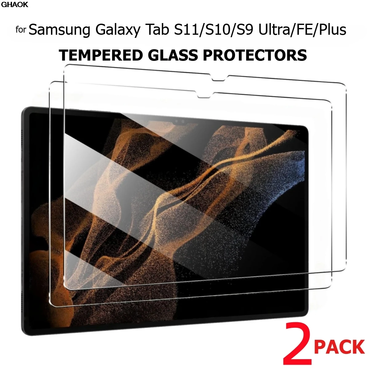 2 Pack Tempered Glass Films for Samsung Galaxy Tab S11 S10 S9 Ultra FE Plus Screen Protector HD Clear Scratch Proof Screen Guard