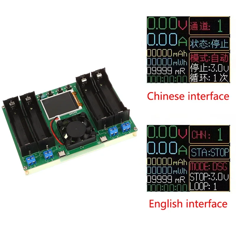 4-Kanal 18650 Lithium-Batterie Kapazitätstester Modul Digital 18650 Batterie Power Detector Tester Modul Typ-C-Schnittstelle