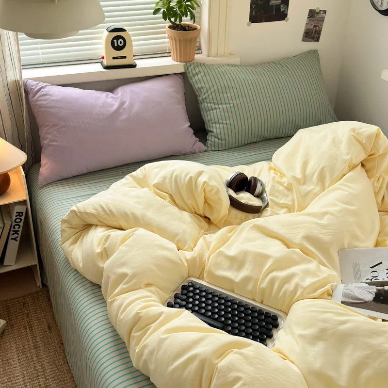 Bed Linen Sheets Comforter Sets Duvet Cover 4pcs Soft-Fiber Moisture-Wicking Breathable Washable Cotton Jacquard 3pcs Set