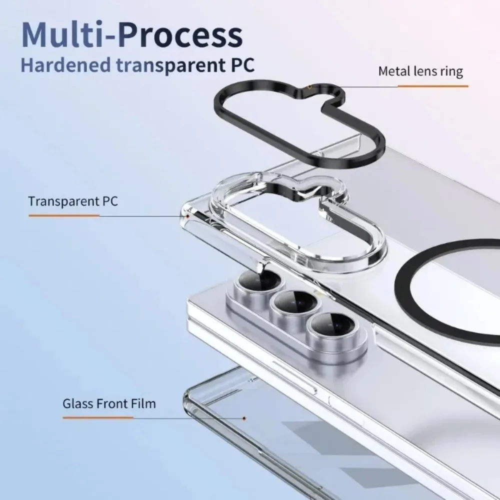 Custodia per telefono Magsafe con pellicola per schermo trasparente ultra sottile per Samsung Galaxy Z Fold7 6 5 4 3 Carica wireless Proteggi la copertura