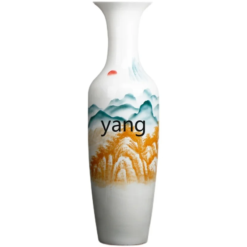 

CX Ceramic Floor Hand-Painted Large Vase Freehand Landscape Living Room Modern Decoration Ornaments