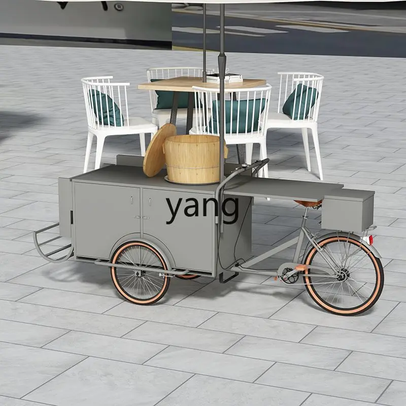 LH  mobile food truck reversing donkey tricycle night market stall outdoor mobile milk tea snack trolley view 5