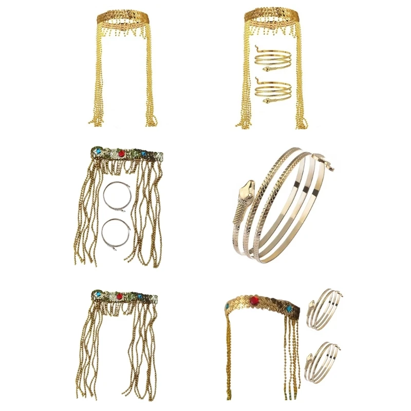 Cosplay bando Mesir untuk wanita, gelang bentuk ular, karnaval pesta, hiasan kepala untuk remaja, dewasa