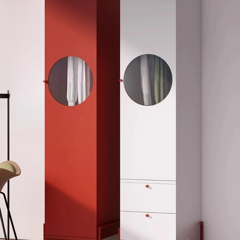 Single door narrow wardrobe, bedroom small apartment for children, storage steel frame wardrobe