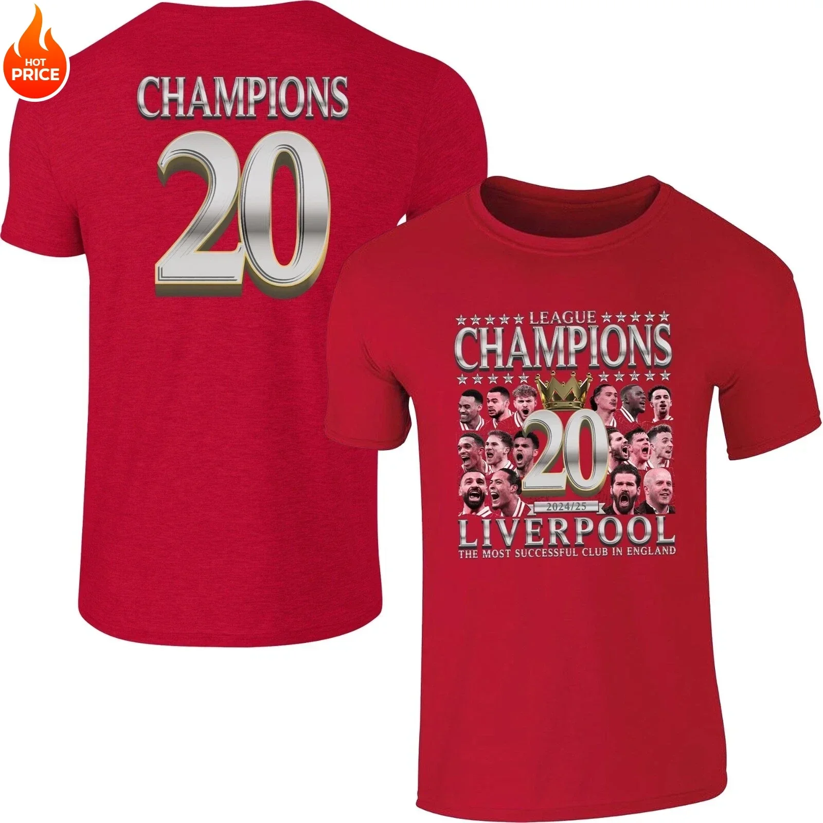 

Novedad del verano de 2025, camiseta masculina del campeón del liverpool, camiseta de manga corta neutral de moda retro