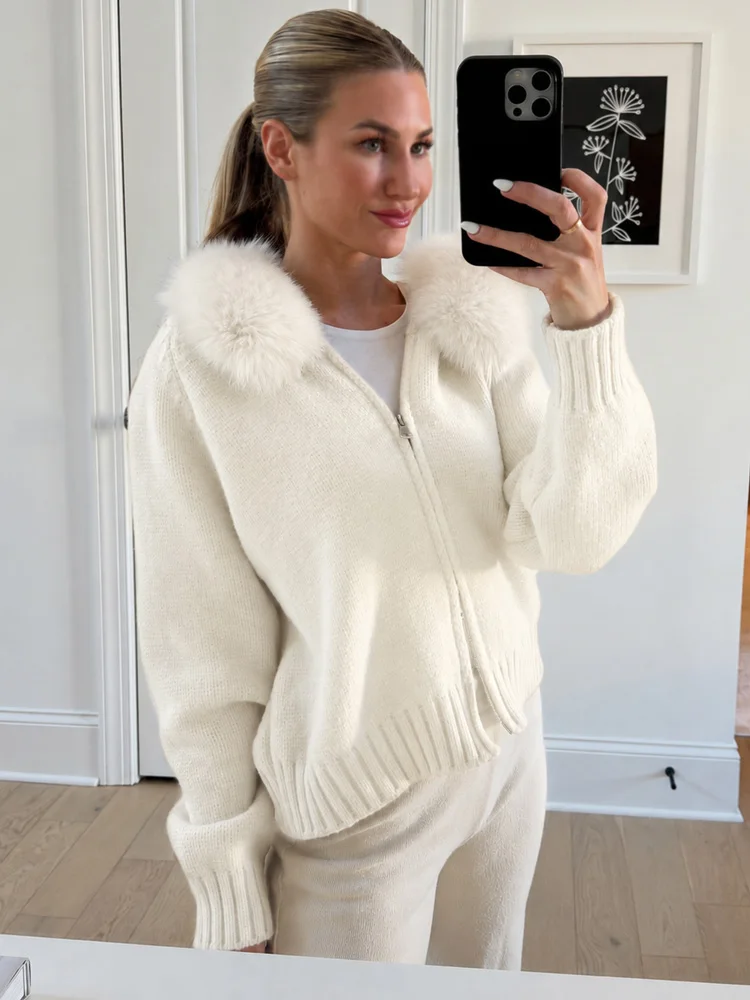 Women's Solid Knit Hoodie Cardigan Sweater