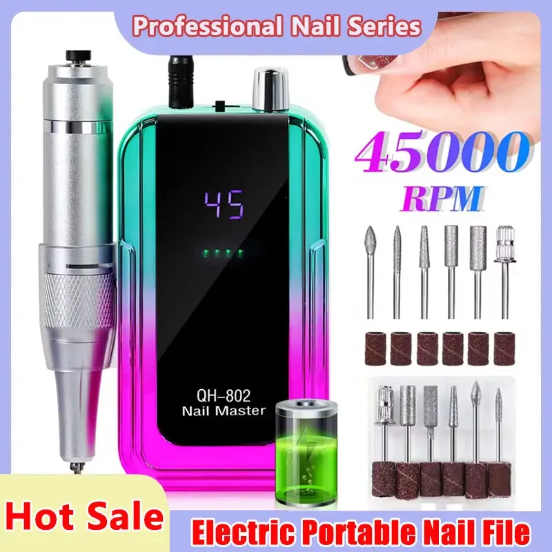 45000 دورة في الدقيقة قابلة للشحن مسمار آلة الحفر الليزر التدرج اللون الكهربائية مزيل طلاء الأظافر الحفر ساندر منخفضة الضوضاء للتقليم #2