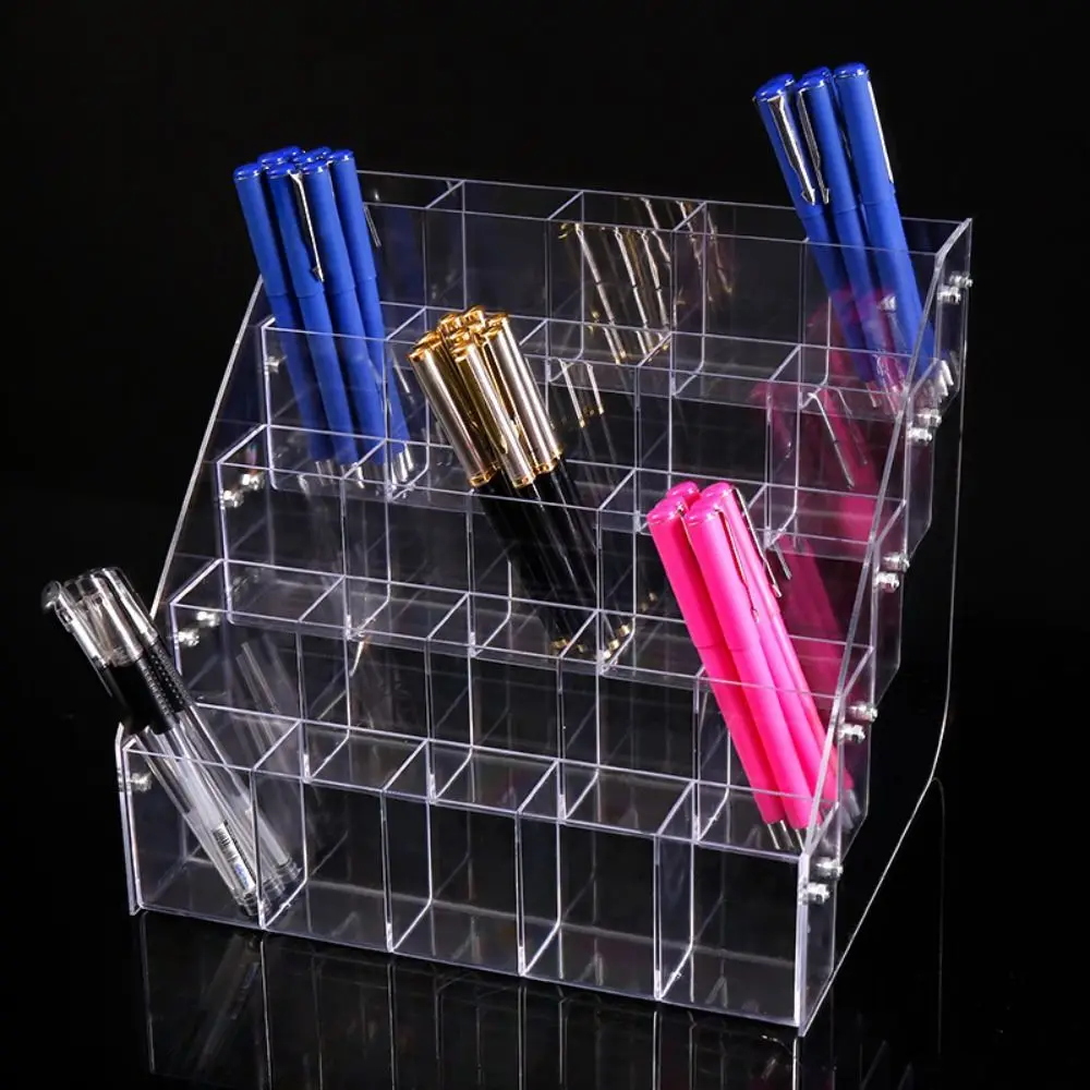 2/3/4/5 Layer Mark Pen Holder Acrylic Large Capacity Makeup Brush Holder Transparent Durable Stationery Display Shelf