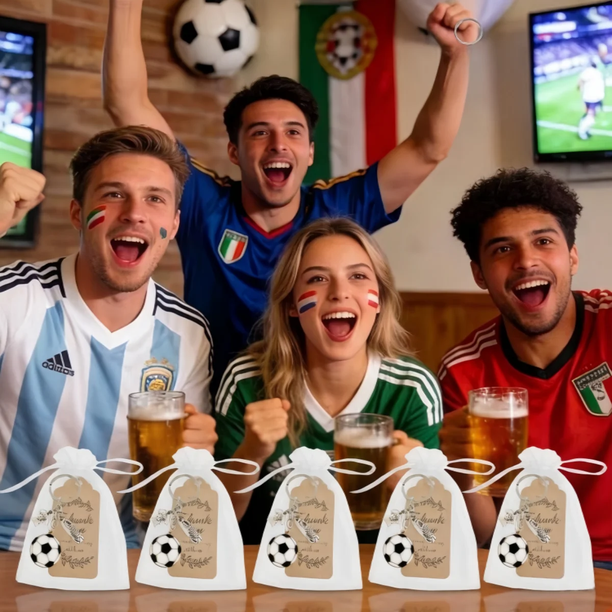 15 Stück/5 Sets Fußballspieler-Schlüsselanhänger, geeignet als Geschenke für Festivalpartys, Abschlussfeiern, Halloween und Weihnachten – Detail 5