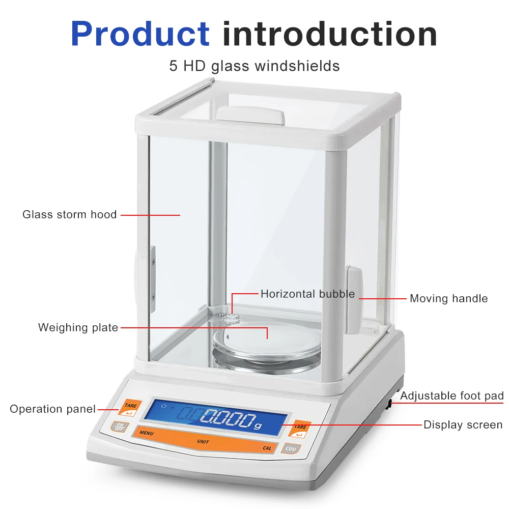 200g 1mg ความแม่นยําสูง BALANCE Scale Lab Digital Analytical BALANCE Scale เครื่องประดับเครื่องชั่งน้ําหนัก EU Plug