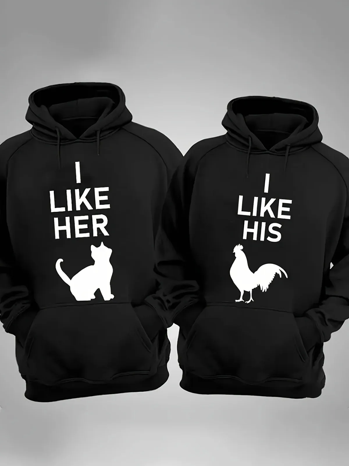 1 pezzo [stile per coppia] moda casual I LIKE HIS HER modello stampato coppia abbinata comoda felpa con cappuccio regalo di San Valentino allentata
