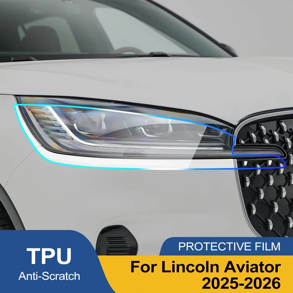 TPU Car Headlight Protection Film For Lincoln Aviator 2020-2026 High Gloss Smoke Black Pre-Cut Kit Anti-Scratch Vinyl Wrap Cover