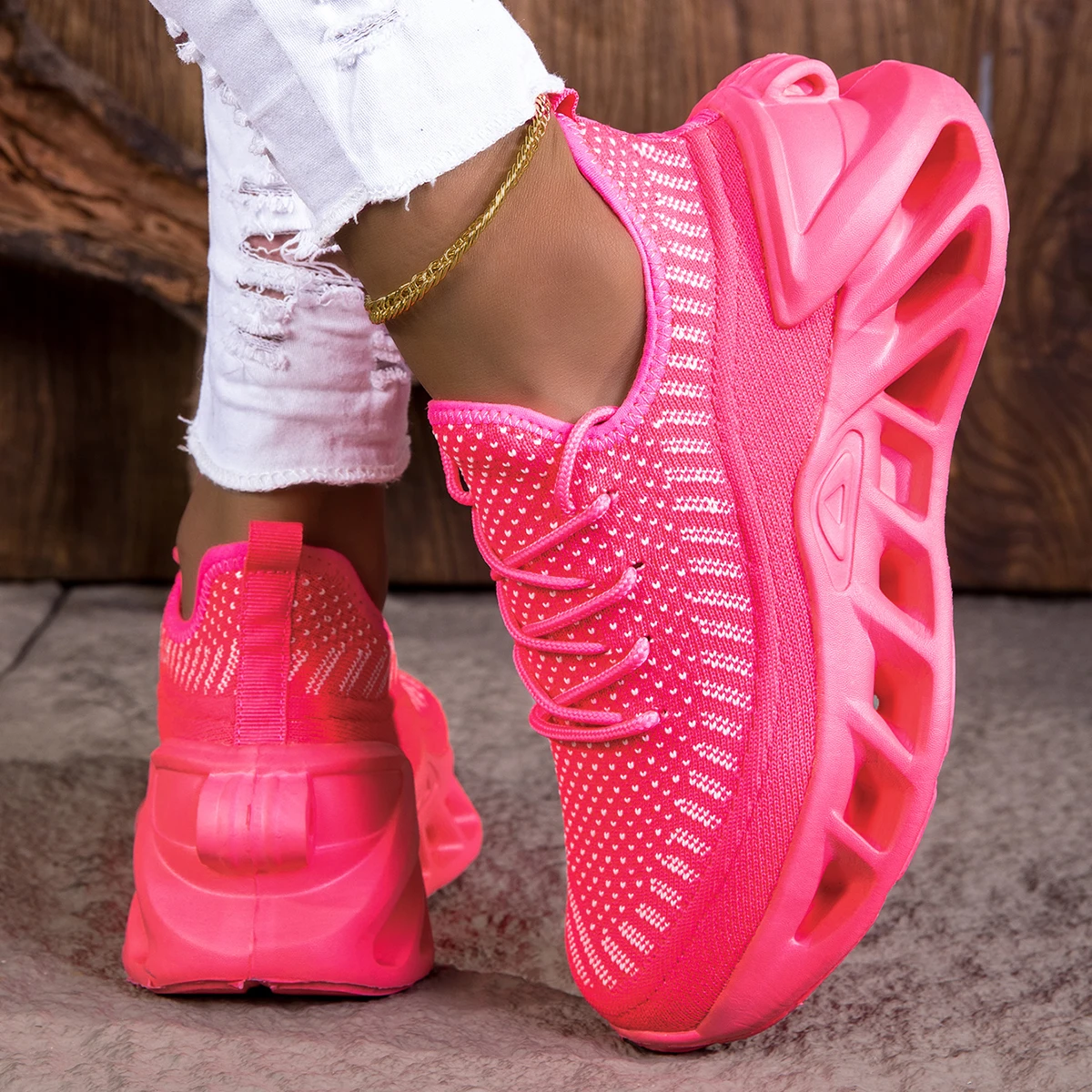 Thick-soled, shock-absorbing trendy dad sneakers for women, everyday running shoes - view 3
