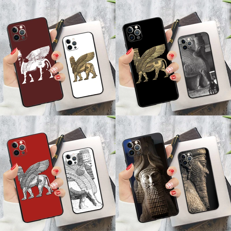 Lamassu Assyrian Winged Lion Phone Case For iPhone 15 14 13 12 11 16 Pro Max Plus Mini 7 8 X XS Max XR Back Cover Shell