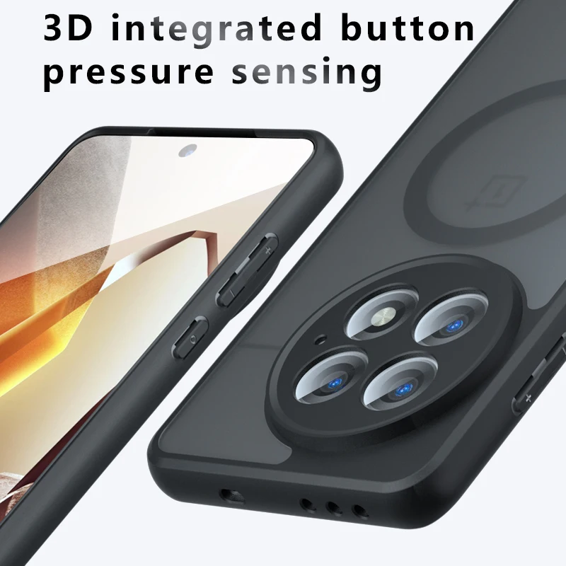 حافظة لهاتف OnePlus 13 مقاومة للصدمات مغناطيسية غير لامعة PC + غطاء شفاف مضاد لبصمات الأصابع لهاتف One Plus 13