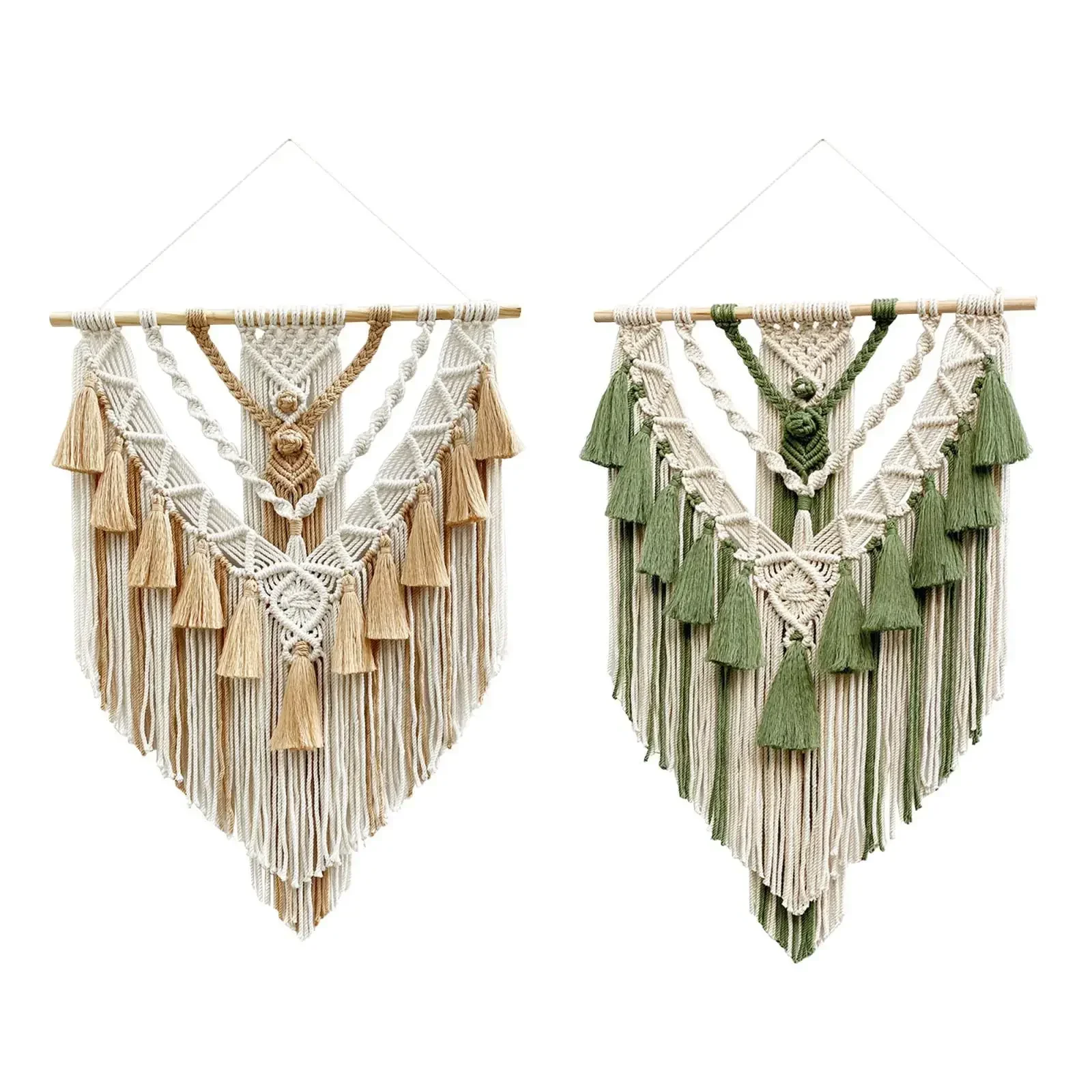 Nordic Macrame Tapestry Bohemian Pendant Hand Woven Tassels Fringe Wall Hanging for Wedding Living Room Porch Playroom