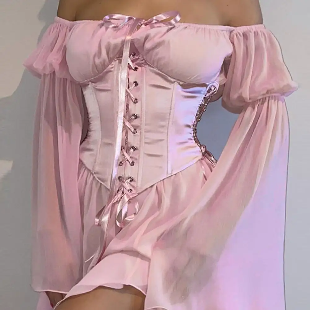 Women Corset Solid Color Push Up Waist Cincher Adjustable Body Shaper Belt Female Irregular Stylish Vintage Patchwork Bustier