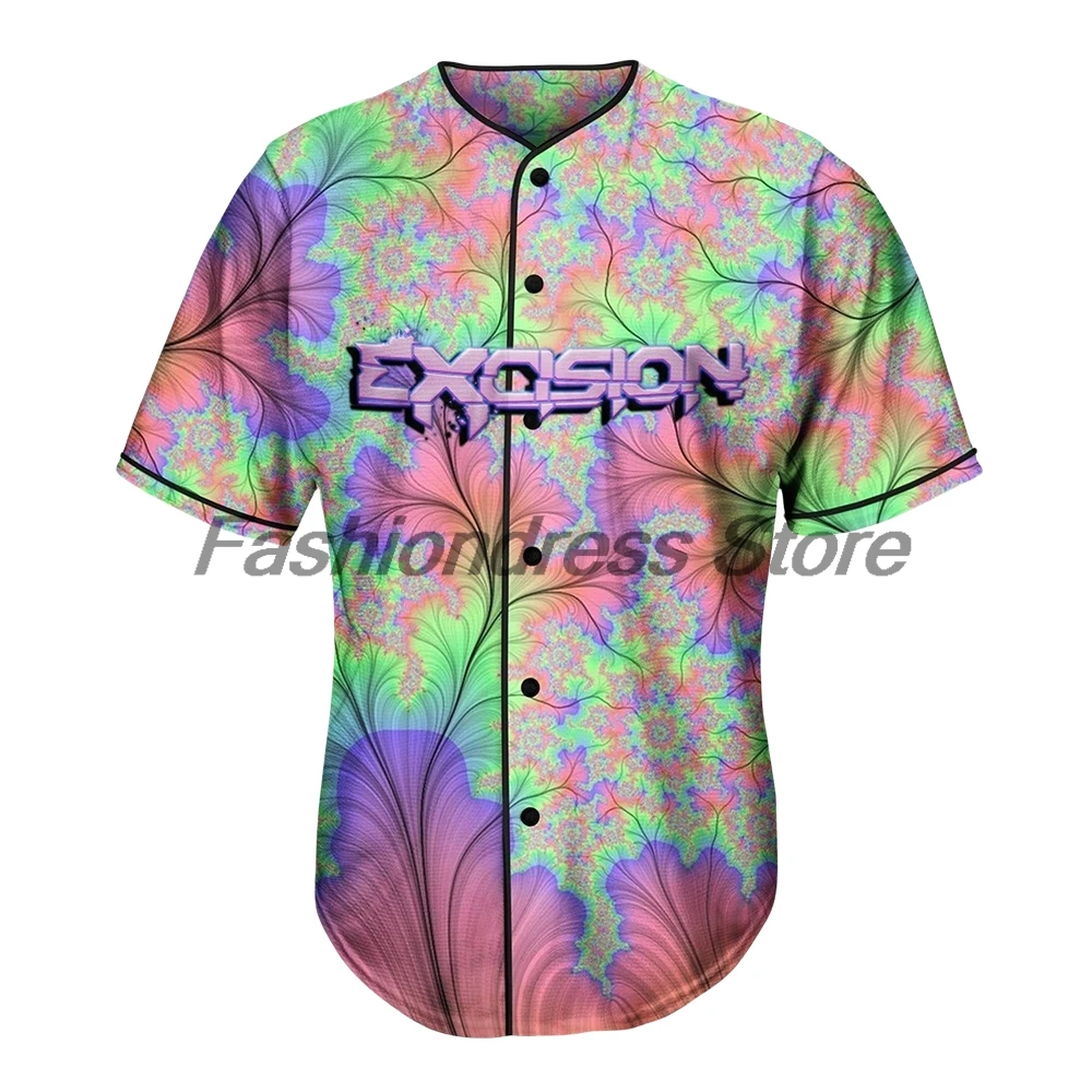 Excision Trippy Jersey Baseball Jacket Shirts V-Neck Short Sleeve Button-up Tee Women Men Streetwear Tops