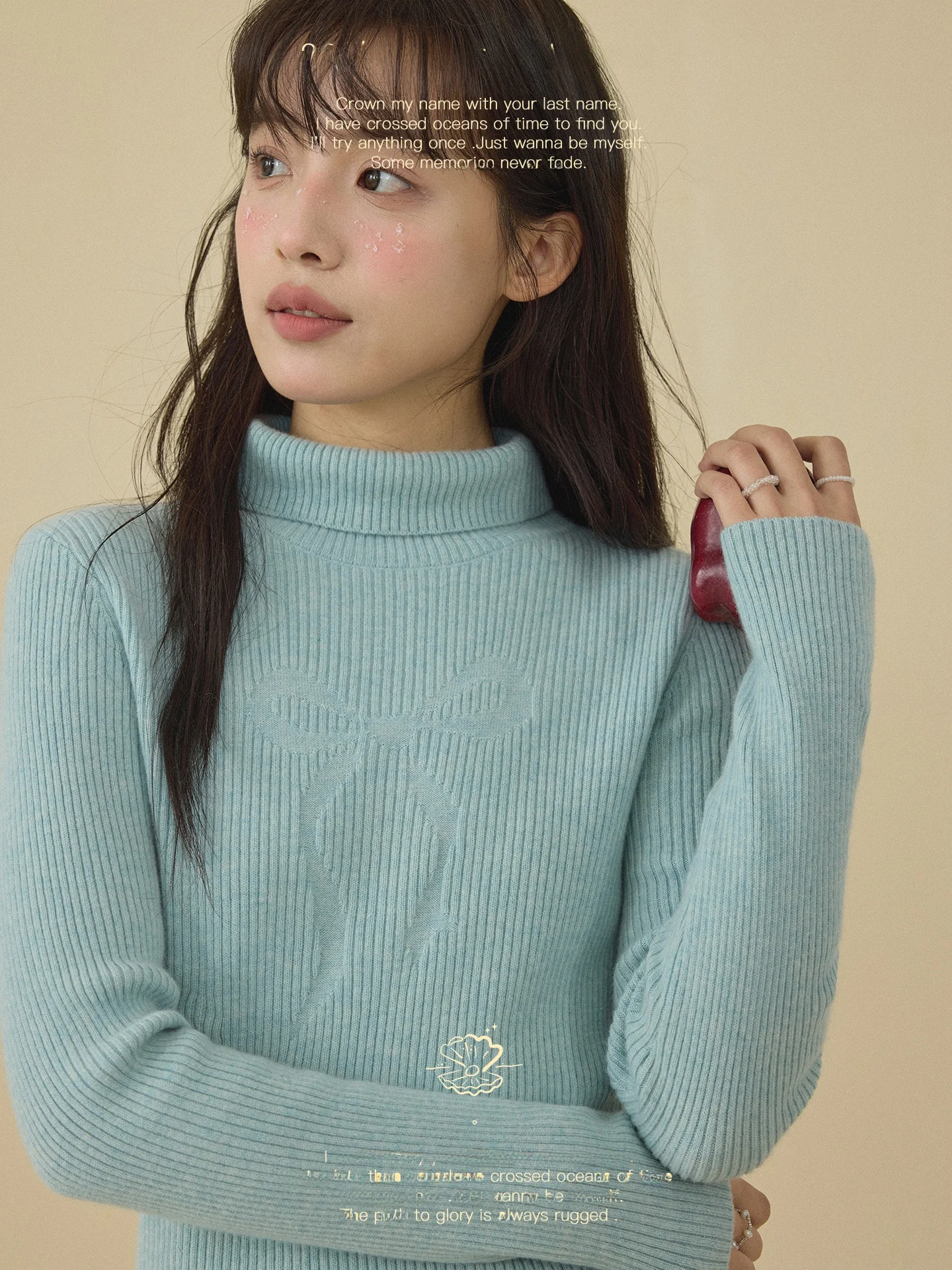 

Women's Knitted Wool Base irt f High Collar Knot Embroidery Soft Stretchy Commute Sle Long Sve Regular Fit