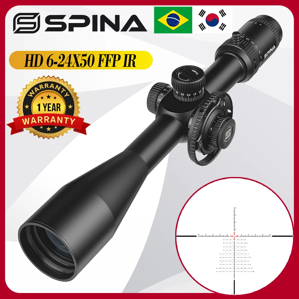 

SPINA Optics 6-24x50 FFP/SFP Spotting Scope Rifle Hunting Illuminated Hunting Turrets Lock Reset Optical Sights Outdoor Hunting