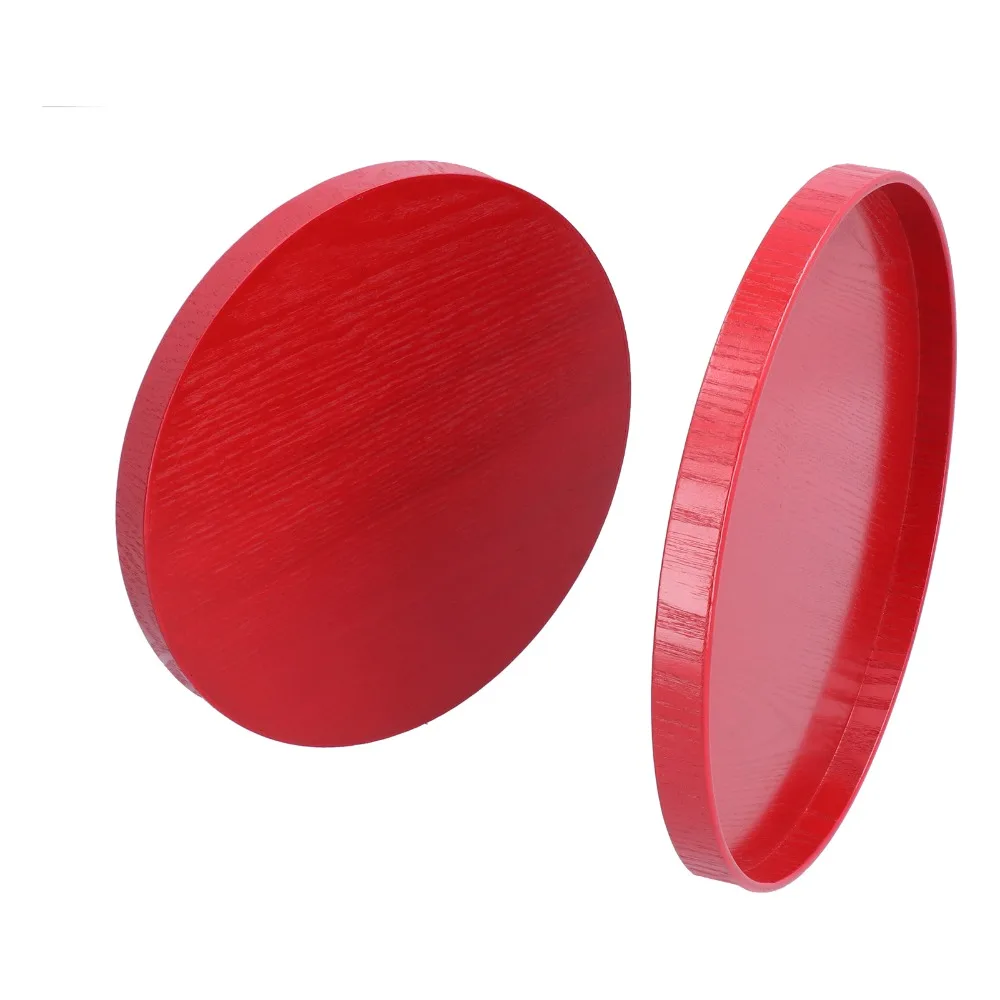 2Pcs Simple Wood Snack Tray Smooth Wood Grain Serving Platter Solid Practical Circular Tray Vanity Storage