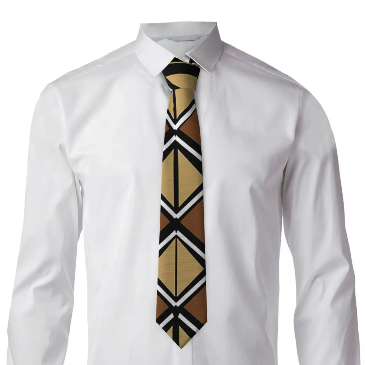 African Bogolan Africa Ethnic Tribal Art (10) Necktie for Men Silk Polyester 8 cm Neck Ties Party Business Tie Casual Gravatas