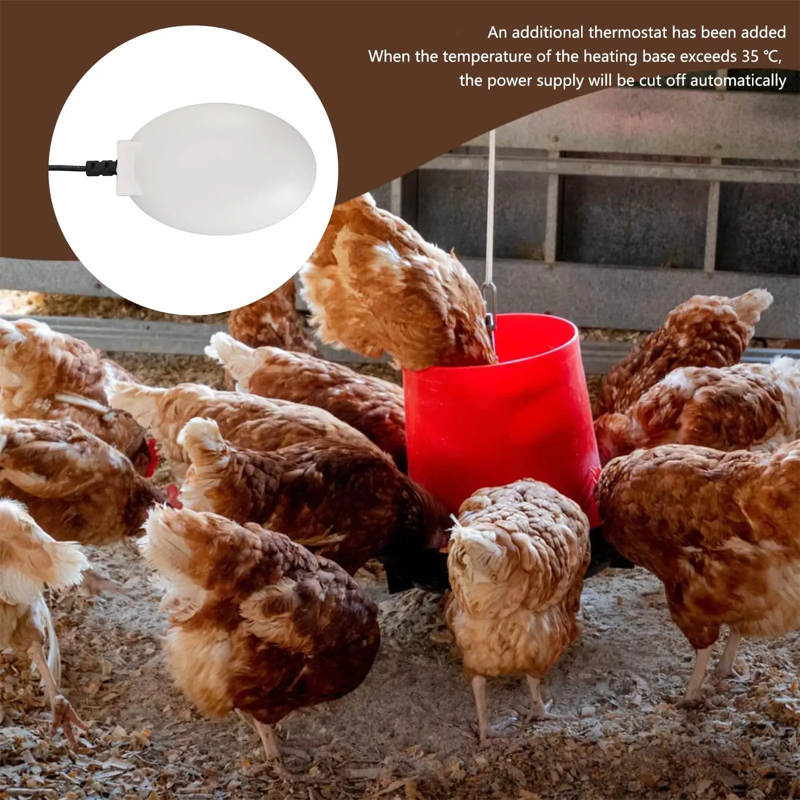 Thermostatic Bird Bath Deicer & Winter Water Heater for outdoor Garden - Farm Animal Feeding Solution