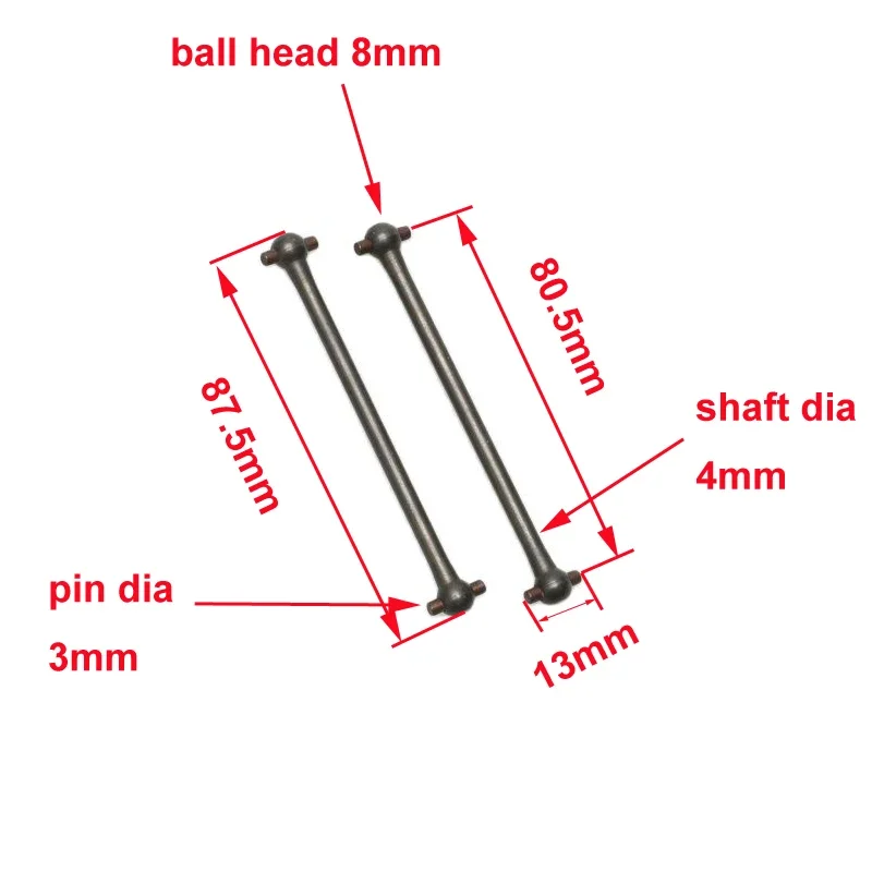 1/8 Linkage Rod Dog Bone Aandrijfas 80.5/88/91/94/95/100/106/132/139.5mm voor 1:8 RC Model Auto DIY Wielen Transmissie As