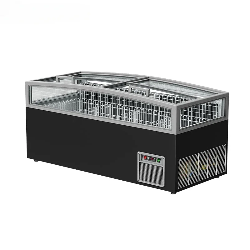 Double Door Chest Freezer Panoramic Meat Butchery Display Freezer for Sale