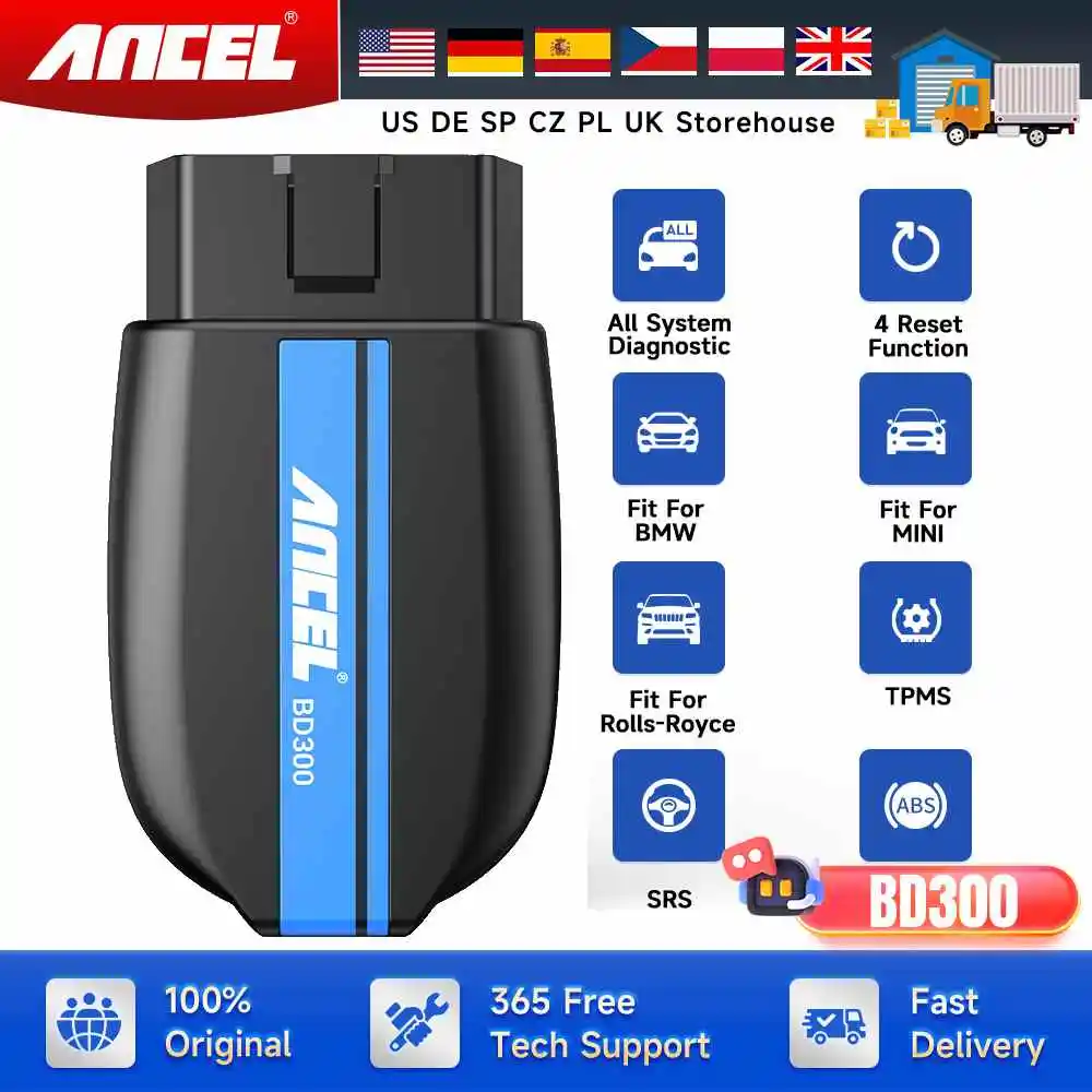 ANCEL BD300 OBD2 Bluetooth Scanner For BMW Car Code Reader ABS SRS EPB Oil Reset Automotive Scanner All Systems Diagnostic Tool