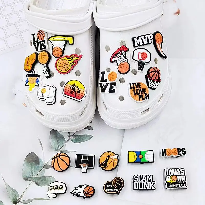 

25 pcs/set Baketball Series Sports Sandals Accessory Cartoon DIY Decorative Buckle Accessory Shoes Flower Slipper Color Buckle