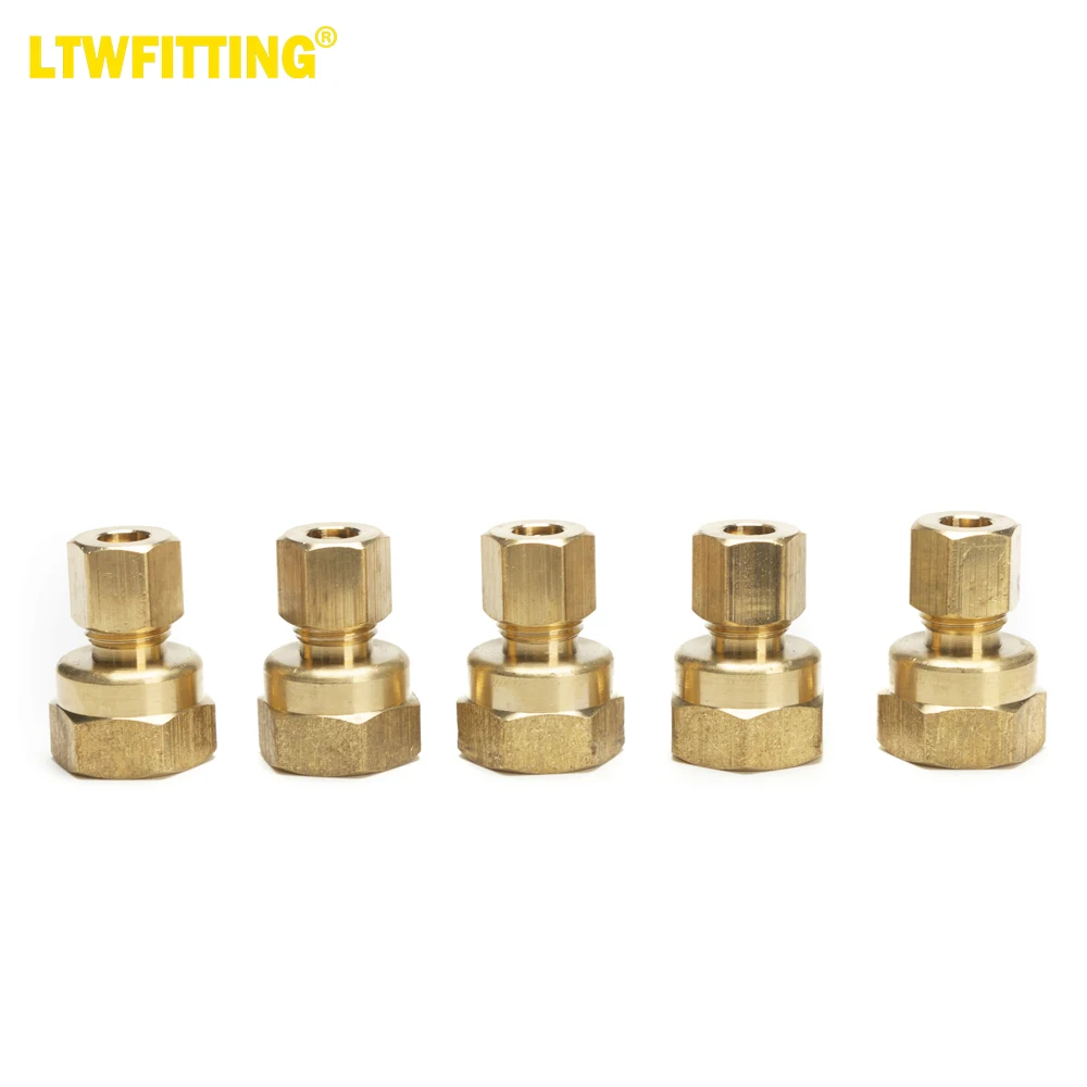 

LTWFITTING Brass 1/4-Inch OD x 3/8-Inch Female NPT Compression Connector Fitting(Pack of 5)