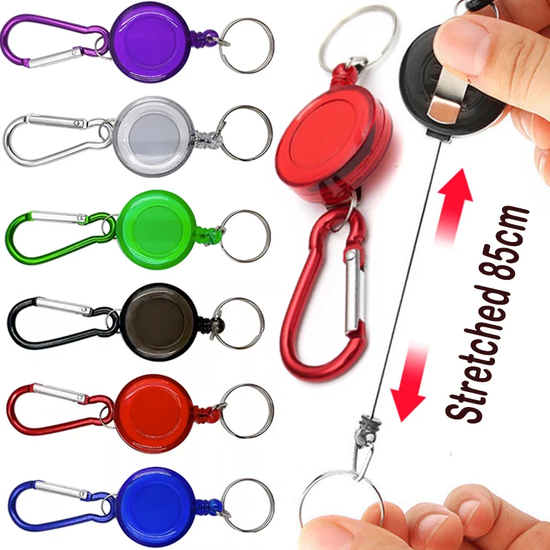 Colorful Retractable Pull Keychain Badge Reel ID Lanyard Name Tag Card Holder Reels Recoil Belt Key Ring Chain Clips