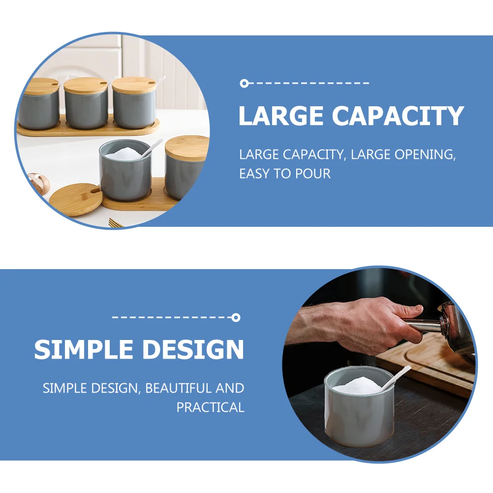 

1 Set Of 3 Ceramic Seasoning Jars Premium Smooth Round Multi-Function Storage Containers For Kitchen Spice Salt Pepper Flour