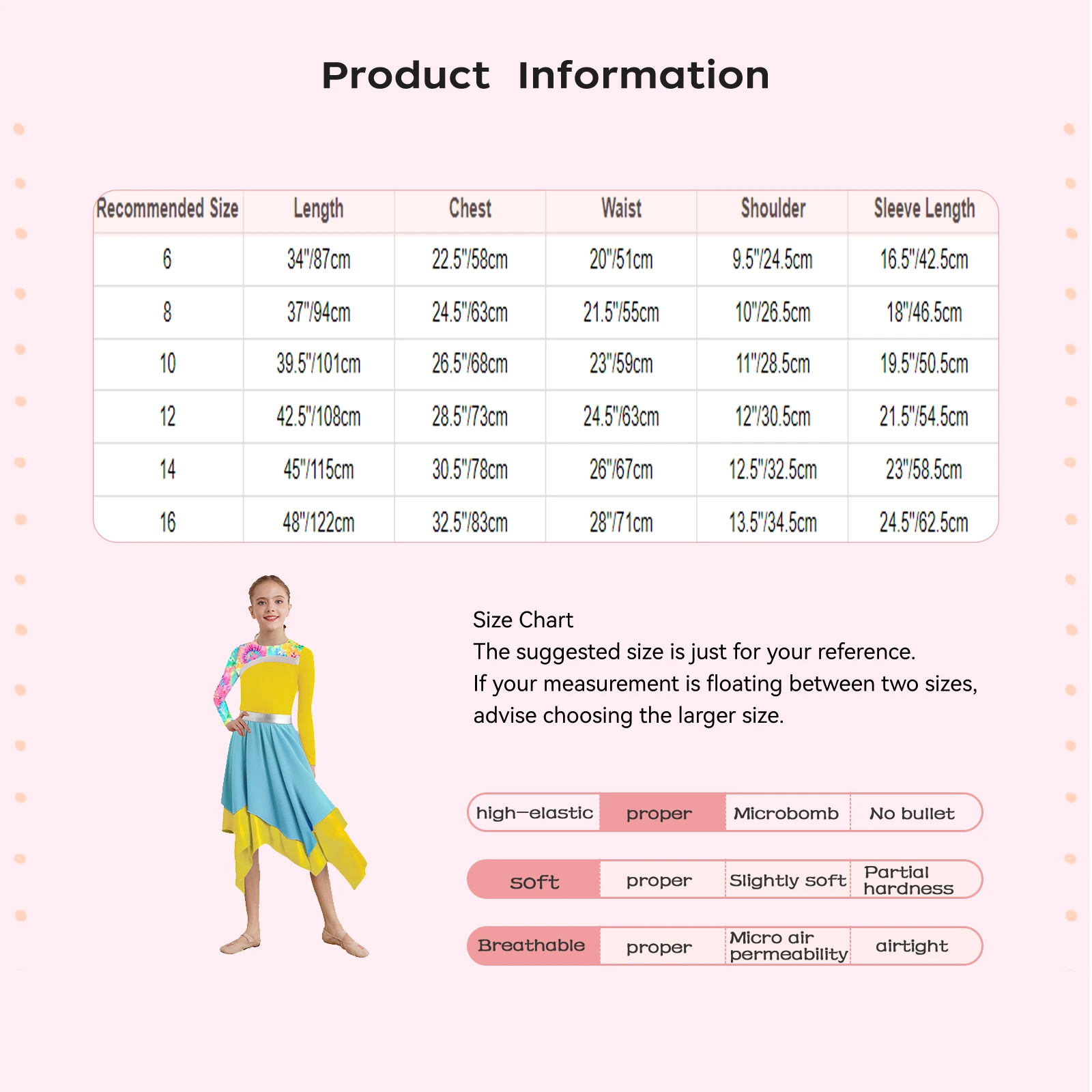 الفتيات الثناء الغنائي فستان رقص حديث كم طويل غير النظامية هيم فستان العبادة الليتورجية الرقص عرض مسرحي أزياء مسرحية