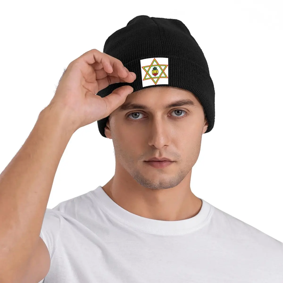 Rasta Lion Of Judah Star Of David Warm Knitted Cap Winter Knit Bonnet Hat Skullies Beanies Hip Hop Caps for Unisex view 4